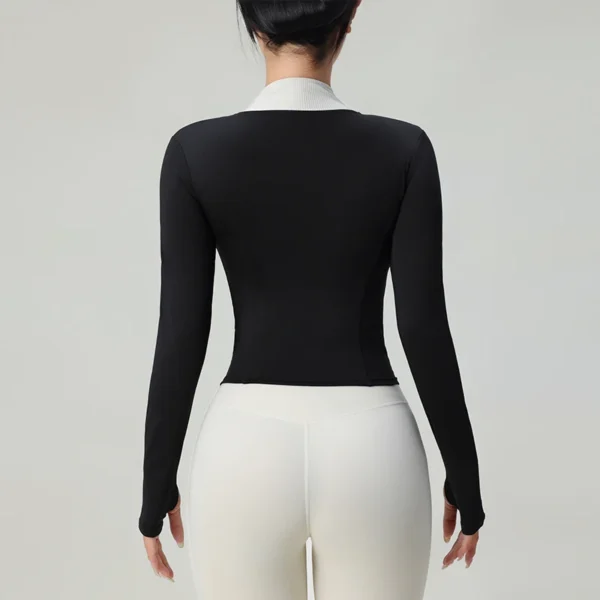 Ropa deportiva de manga larga para niñas, abrigo deportivo para correr, chaqueta deportiva ajustada con cremallera para entrenamiento, chaquetas de Yoga superiores para mujeres - Imagen 4