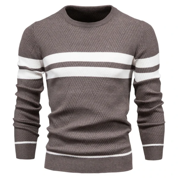 Jersey de otoño para hombre, suéter con cuello redondo de retazos de manga larga, suéteres ajustados cálidos, suéter informal de moda para hombre, ropa para hombre - Imagen 9