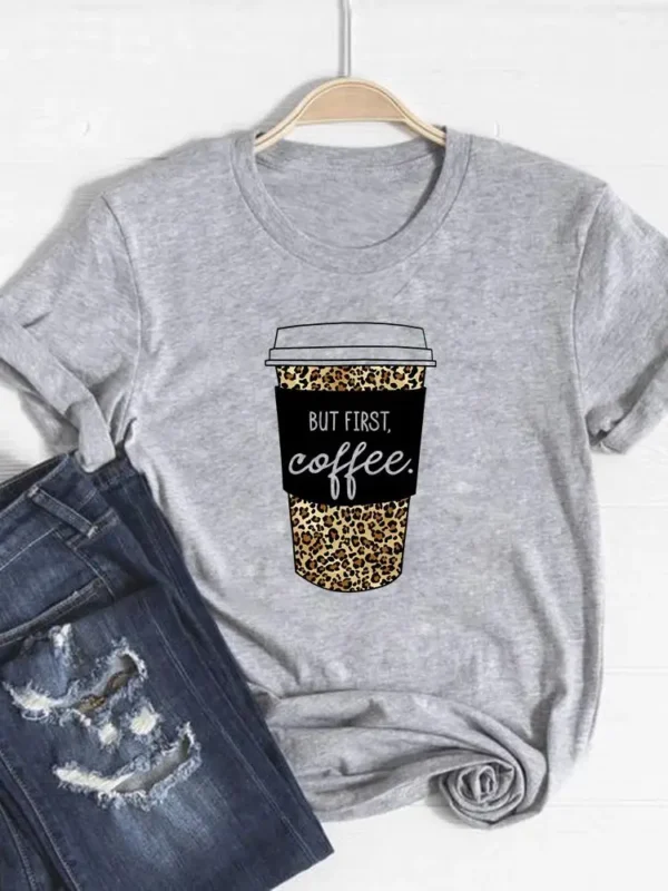 Camiseta básica para mujer, ropa con estampado de leopardo, tendencia de corazón de amor, Top bonito de verano, camiseta gráfica de manga corta a la moda - Imagen 15