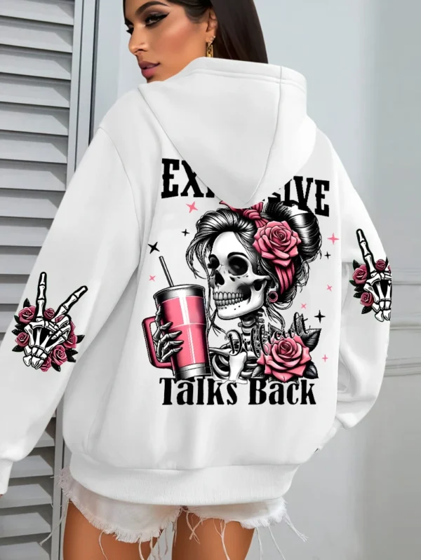 Sudadera con capucha con estampado divertido para mujer, ropa holgada Harajuku, Sudadera con capucha cálida y cómoda de lana, Top Vintage de cuello redondo para otoño - Imagen 9