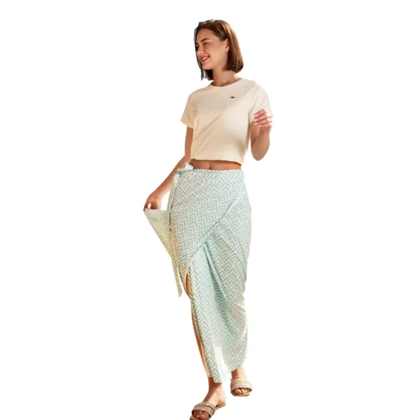 Vestido de playa con protección solar para mujer, cubierta de Bikini, transpirable, con cordones, falda sin tirantes, estilo bohemio, chal estampado - Imagen 8