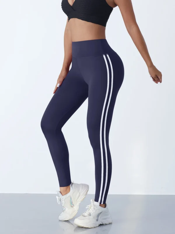 Mallas de Yoga para mujer, pantalones deportivos ajustados a rayas, mallas informales de cintura alta para realzar la cadera, entrenamiento, correr, mallas elásticas para gimnasio - Imagen 10