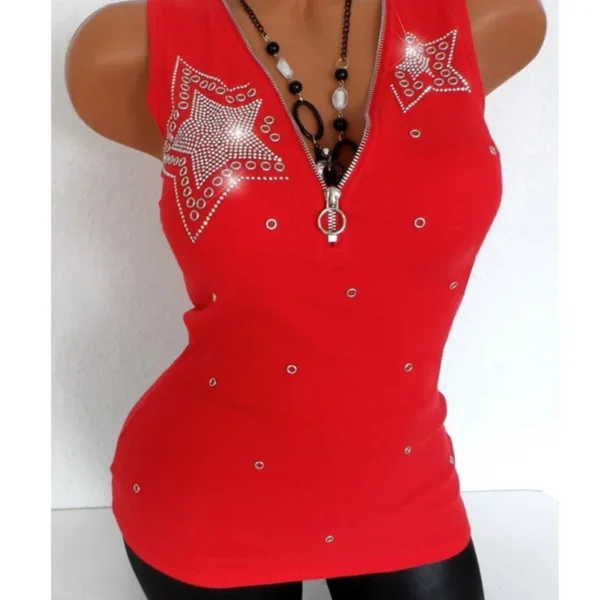 Camiseta Sexy Harajuku para mujer, camiseta a la moda, Blusas con diamantes, camiseta informal de verano para mujer, camiseta para mujer, ropa con cuello en V - Imagen 12