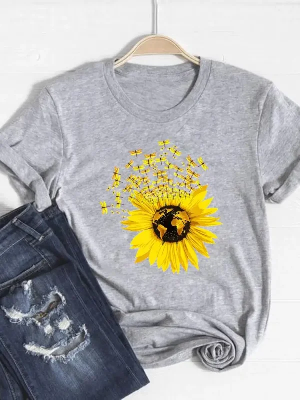 Camiseta básica para mujer, ropa con estampado de leopardo, tendencia de corazón de amor, Top bonito de verano, camiseta gráfica de manga corta a la moda - Imagen 8