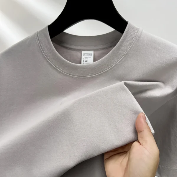 Camiseta 100% de algodón puro para hombre, camiseta transpirable de media manga con cuello redondo y manga corta de marca de alta gama de verano - Imagen 4
