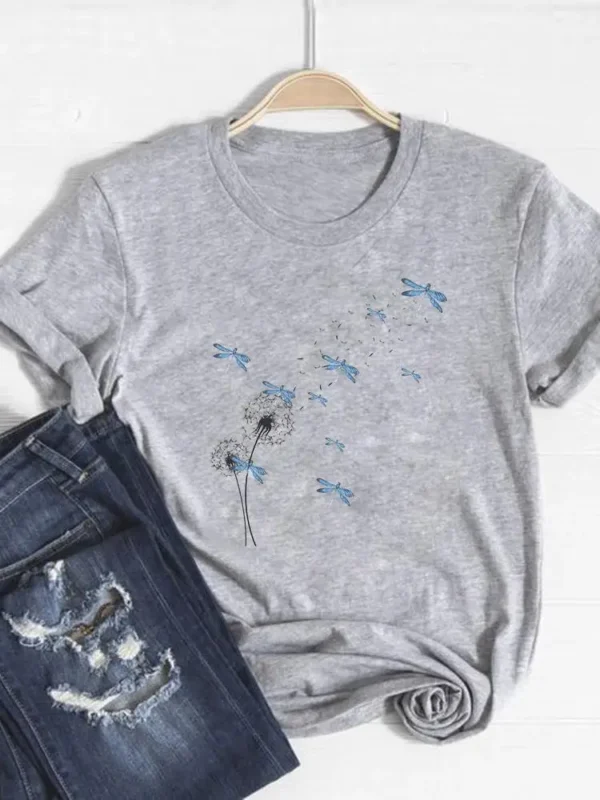 Camiseta básica para mujer, ropa con estampado de leopardo, tendencia de corazón de amor, Top bonito de verano, camiseta gráfica de manga corta a la moda - Imagen 9