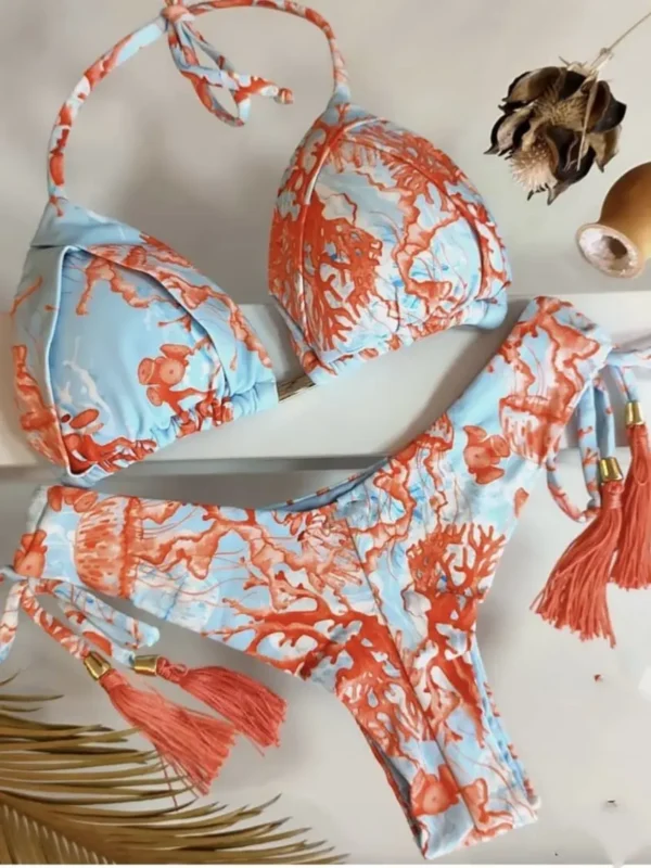 Conjunto de Bikini con Push-Up para mujer, traje de baño con estampado inferior, Bikini brasileño, ropa de baño para playa 2022