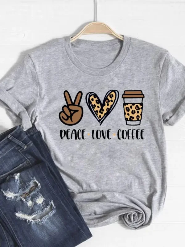 Camiseta básica para mujer, ropa con estampado de leopardo, tendencia de corazón de amor, Top bonito de verano, camiseta gráfica de manga corta a la moda - Imagen 18