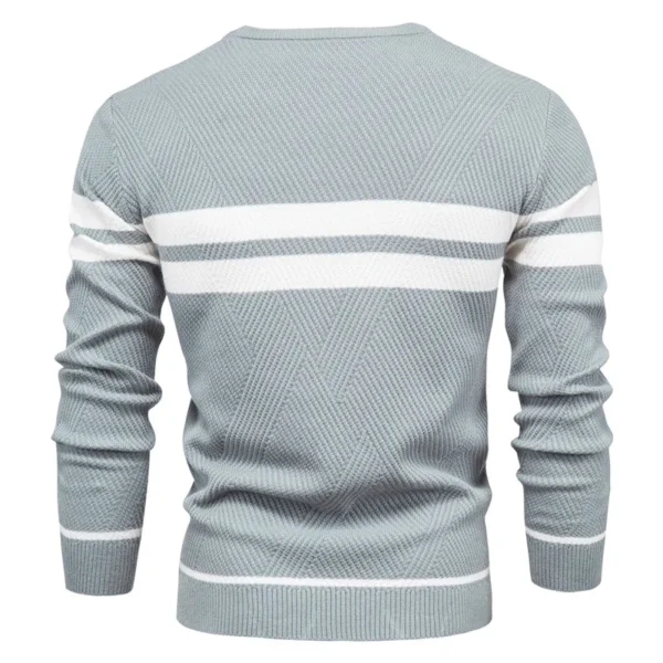 Jersey de otoño para hombre, suéter con cuello redondo de retazos de manga larga, suéteres ajustados cálidos, suéter informal de moda para hombre, ropa para hombre - Imagen 3