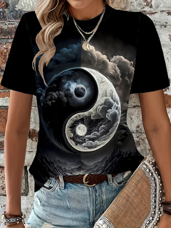 Camiseta con estampado de gato en 3D para mujer, moda urbana urbana urbana, camiseta para amantes de los animales, camiseta informal de verano para todos los días, Top de manga corta para mujer - Imagen 8