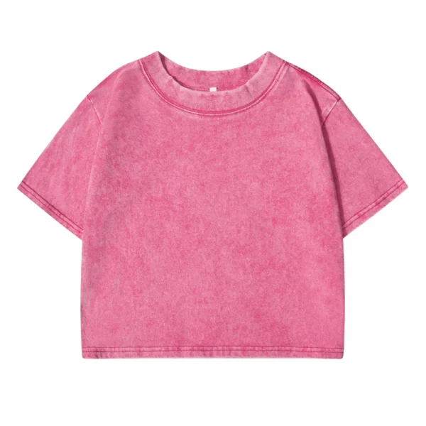 Camiseta lavada ajustada lisa para mujer, ropa informal de algodón suave a la moda, pantalón corto deportivo informal de manga corta, ropa corta Retro fresca para mujer - Imagen 9