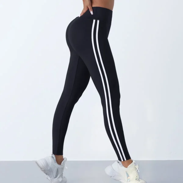 Mallas de Yoga para mujer, pantalones deportivos ajustados a rayas, mallas informales de cintura alta para realzar la cadera, entrenamiento, correr, mallas elásticas para gimnasio - Imagen 11