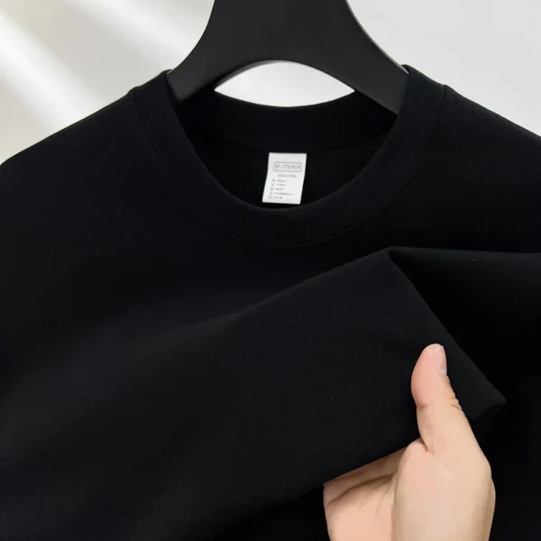 Camiseta 100% de algodón puro para hombre, camiseta transpirable de media manga con cuello redondo y manga corta de marca de alta gama de verano - Imagen 15