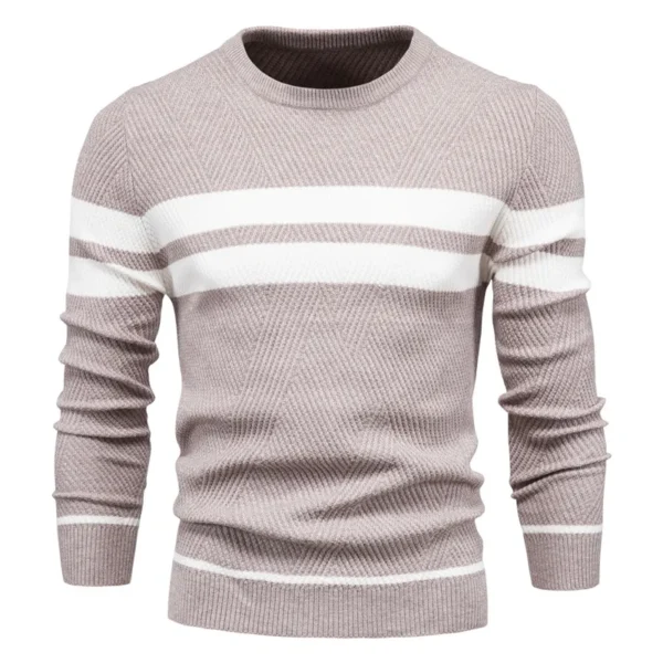Jersey de otoño para hombre, suéter con cuello redondo de retazos de manga larga, suéteres ajustados cálidos, suéter informal de moda para hombre, ropa para hombre - Imagen 12