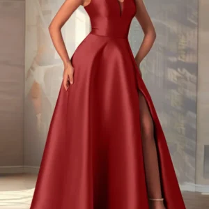 Vestidos de fiesta divididos mujeres elegante vestido largo de satén moda Clubbing vestido veraniego cuello cuadrado Maxi bata ZANZEA elegante sin mangas