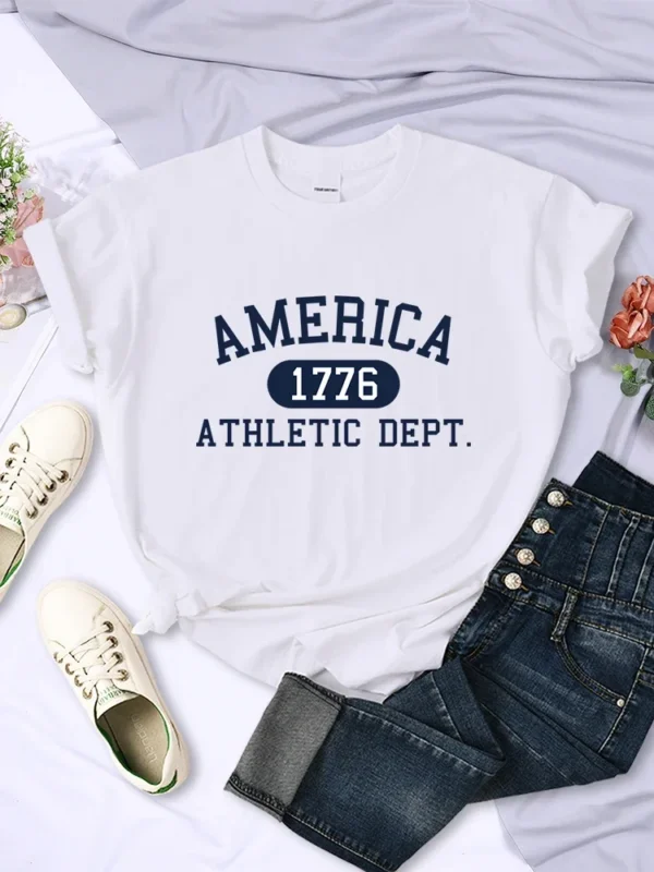 Camiseta con letras deportivas americanas 1776 para mujer, Top corto deportivo informal, camiseta fresca de Hip Hop, camiseta suave y transpirable para mujer - Imagen 6