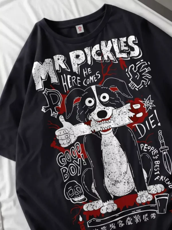 Camisetas Doberman para mujer, Tops de algodón con estampado de perros, camisetas de gran tamaño con cuello redondo, pantalón corto informal, camisetas de manga, ropa de calle para mujer - Imagen 3