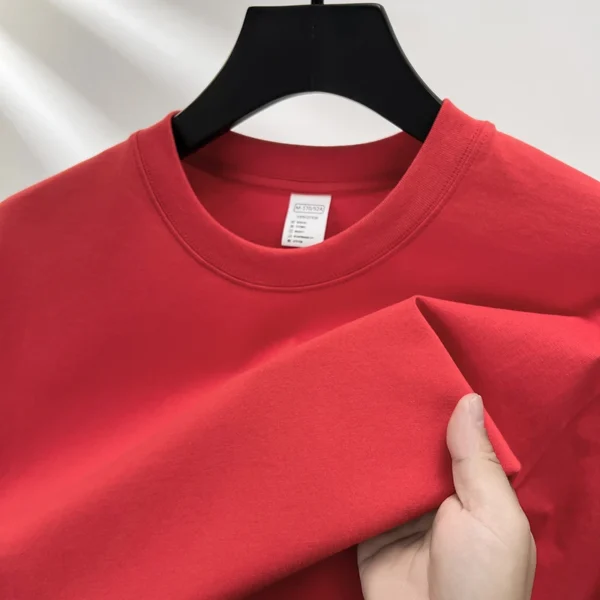 Camiseta 100% de algodón puro para hombre, camiseta transpirable de media manga con cuello redondo y manga corta de marca de alta gama de verano - Imagen 9