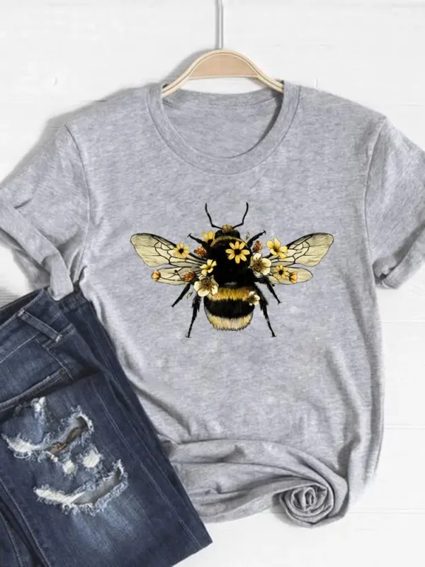 Camiseta básica para mujer, ropa con estampado de leopardo, tendencia de corazón de amor, Top bonito de verano, camiseta gráfica de manga corta a la moda - Imagen 10