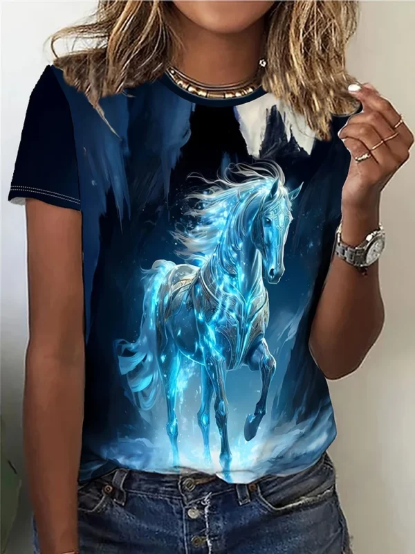 Camiseta con estampado de gato en 3D para mujer, moda urbana urbana urbana, camiseta para amantes de los animales, camiseta informal de verano para todos los días, Top de manga corta para mujer - Imagen 5