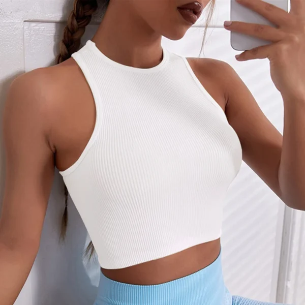 Camiseta sin mangas Mallas Casual mujer corsé Top Verano sin costuras Push Up Y2k tops hermoso deporte Sexy - Imagen 9