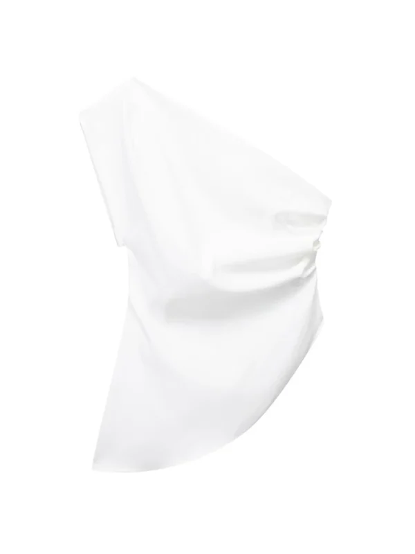 Camiseta asimétrica para mujer, Top con hombros descubiertos, tendencia de moda, chica picante, celebridad, temperamento, novedad - Imagen 2