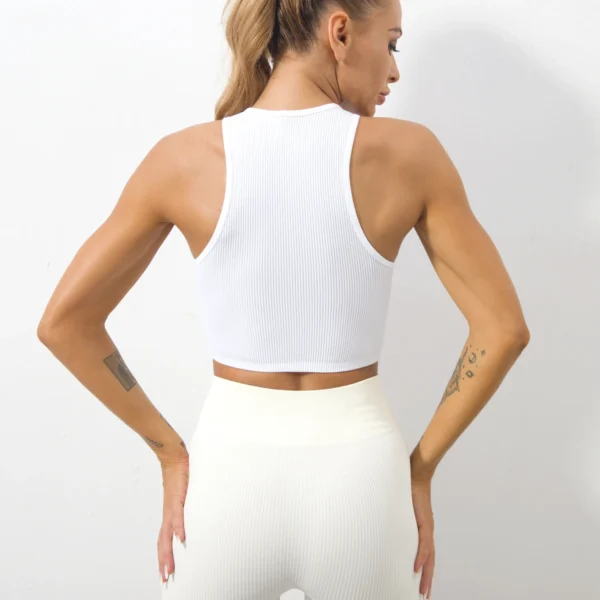 Camiseta sin mangas Mallas Casual mujer corsé Top Verano sin costuras Push Up Y2k tops hermoso deporte Sexy - Imagen 4