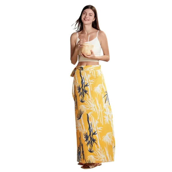 Vestido de playa con protección solar para mujer, cubierta de Bikini, transpirable, con cordones, falda sin tirantes, estilo bohemio, chal estampado - Imagen 7