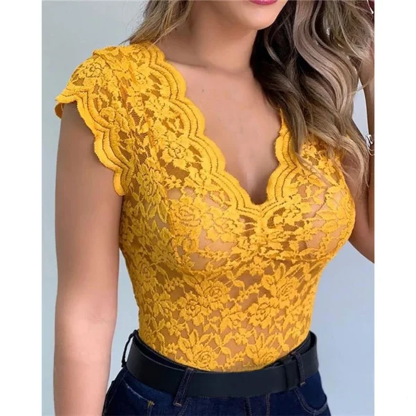 Tops de mujer, cárdigan de ganchillo de encaje Sexy de verano, Top informal de Color sólido con encaje calado para mujer