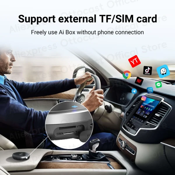 Android Ai Box inalámbrico CarPlay Android Auto accesorios de coche OTTOCAST P3 Lite OttoAiBox Smart TV Box para Play Store 2024 nuevo - Imagen 4