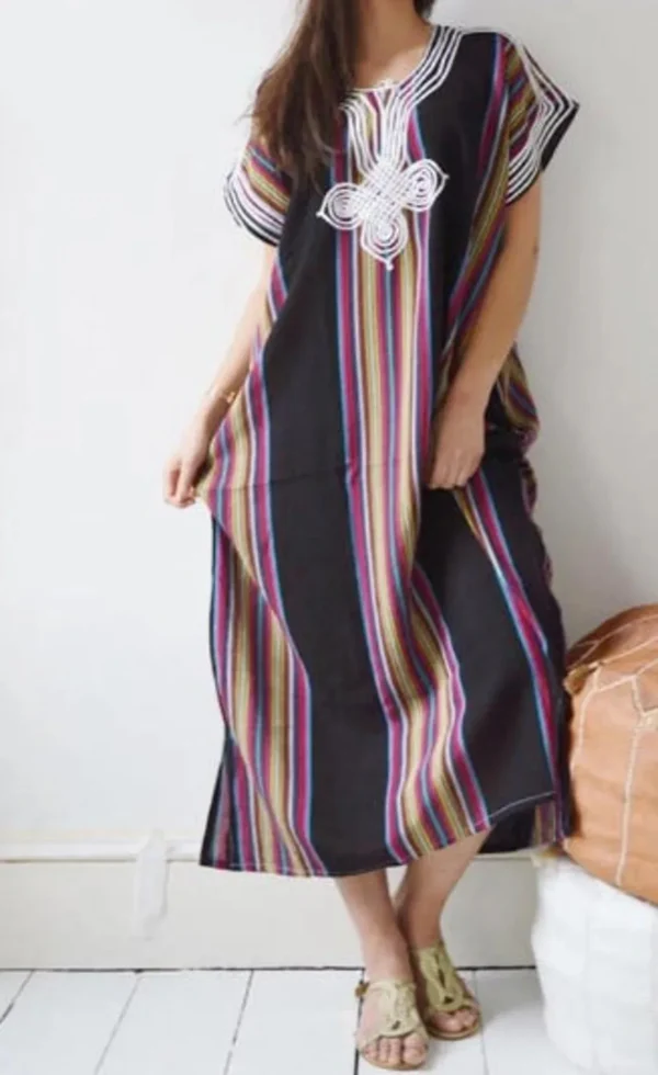 Caftán marroquí Gandoura para mujer, caftán bereber, vestido hecho a mano, ropa Bohemia, Multicolor - Imagen 9