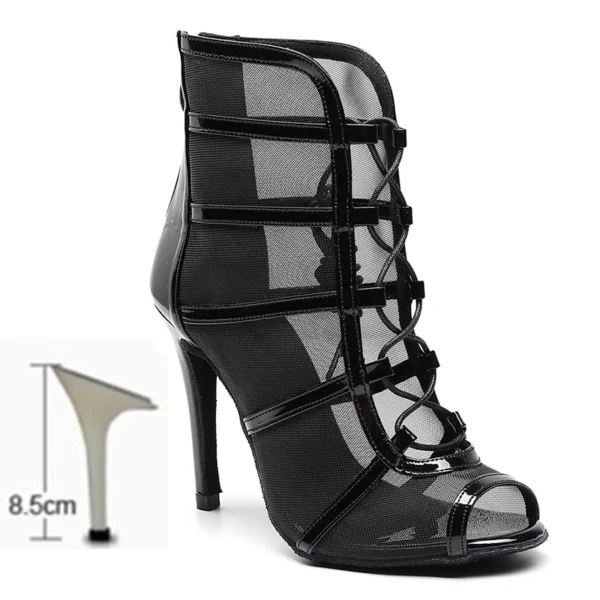 Zapatos de baile latino para mujer, botas de baile de salón con suela suave, zapatos de baile de malla para Tango/Salsa, tacones altos de 6-10 CM - Imagen 17