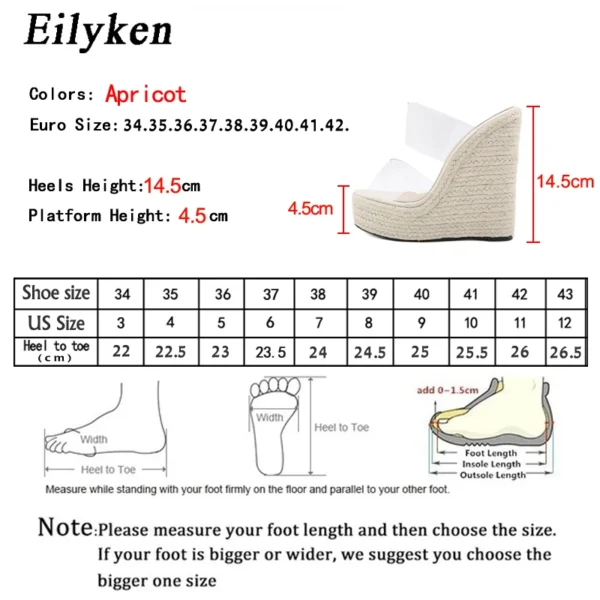 Zapatillas de verano de PVC transparente con punta abierta, zapatillas tejidas de paja, sandalias de cuña con plataforma, zapatos de tacón alto a la moda para mujer - Imagen 6