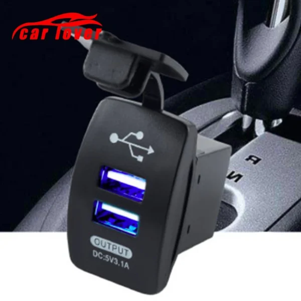 Cargador de móvil para el coche, dispositivo a pueba de agua y polvo, con doble puerto USB y adaptador automático, de 5V y 3,1A, para teléfonos Iphone, Xiaomi, Redmi o Samsung - Imagen 2