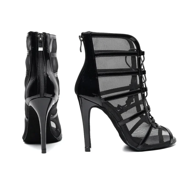 Zapatos de baile latino para mujer, botas de baile de salón con suela suave, zapatos de baile de malla para Tango/Salsa, tacones altos de 6-10 CM - Imagen 5