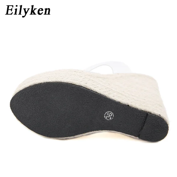 Zapatillas de verano de PVC transparente con punta abierta, zapatillas tejidas de paja, sandalias de cuña con plataforma, zapatos de tacón alto a la moda para mujer - Imagen 5