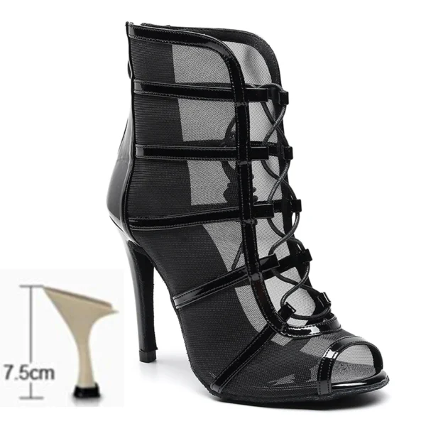 Zapatos de baile latino para mujer, botas de baile de salón con suela suave, zapatos de baile de malla para Tango/Salsa, tacones altos de 6-10 CM - Imagen 14