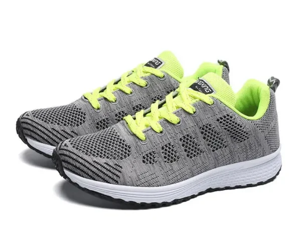 Zapatos informales para mujer, zapatillas planas de malla transpirables a la moda, zapatillas de deporte para mujer 2021, zapatos vulcanizados para gimnasio, calzado blanco para mujer - Imagen 7