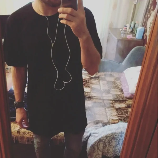Camiseta larga Tops Hip Hop hombre Camiseta de manga corta Casual hombres Tee camisas para hombre nueva ropa para hombre negro hombre - Imagen 5