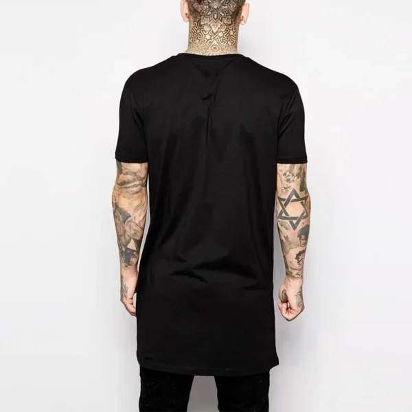 Camiseta larga Tops Hip Hop hombre Camiseta de manga corta Casual hombres Tee camisas para hombre nueva ropa para hombre negro hombre - Imagen 3