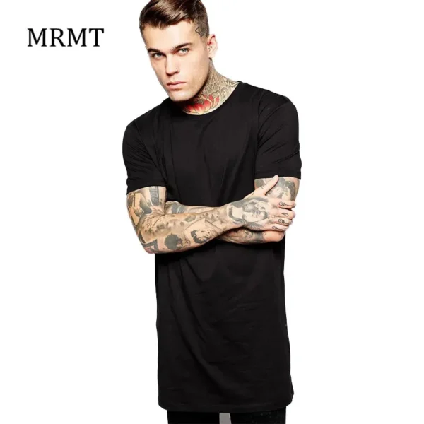 Camiseta larga Tops Hip Hop hombre Camiseta de manga corta Casual hombres Tee camisas para hombre nueva ropa para hombre negro hombre - Imagen 2