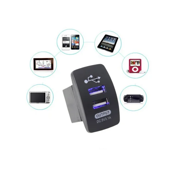 Cargador de móvil para el coche, dispositivo a pueba de agua y polvo, con doble puerto USB y adaptador automático, de 5V y 3,1A, para teléfonos Iphone, Xiaomi, Redmi o Samsung - Imagen 4