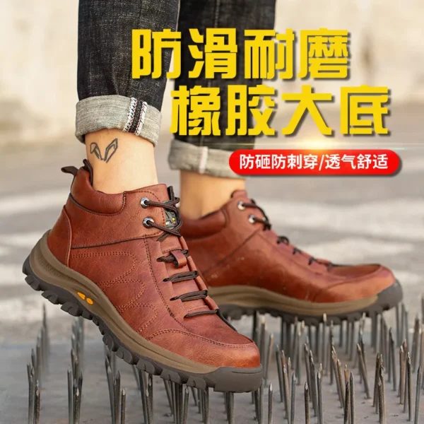 Zapatos de seguridad para el trabajo para hombre, botas de seguridad ligeras y transpirables, cómodas, suaves y seguras, impermeables, de cuero, 2023 - Imagen 2