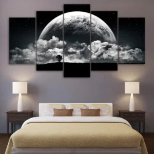 Cuadro sobre lienzo para pared negro blanco tierra cuadros decorativos modernos lienzo para el hogar para cuadros de marco de sala de estar 5 piezas