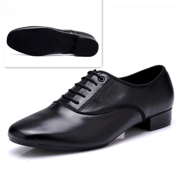 Zapatos de baile de cuero para hombre, zapatos cuadrados deportivos para hombre, zapatos de baile latino suaves para adultos, zapatillas de deporte masculinas de vals modernas con aumento - Imagen 11