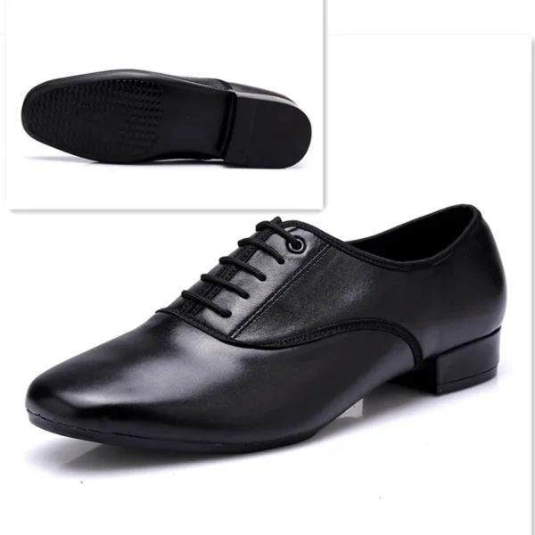 Zapatos de baile de cuero para hombre, zapatos cuadrados deportivos para hombre, zapatos de baile latino suaves para adultos, zapatillas de deporte masculinas de vals modernas con aumento - Imagen 7