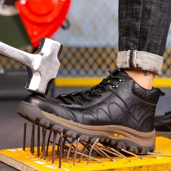 Zapatos de seguridad para el trabajo para hombre, botas de seguridad ligeras y transpirables, cómodas, suaves y seguras, impermeables, de cuero, 2023 - Imagen 3