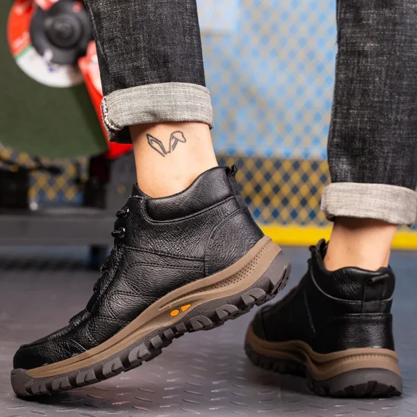Zapatos de seguridad para el trabajo para hombre, botas de seguridad ligeras y transpirables, cómodas, suaves y seguras, impermeables, de cuero, 2023 - Imagen 4