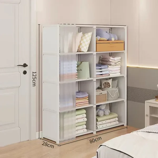 Armario a prueba de polvo, estante de almacenamiento multicapa, gabinete de almacenamiento, muebles multicapa DIY, cortinas, armario organizador de ropa portátil - Imagen 7