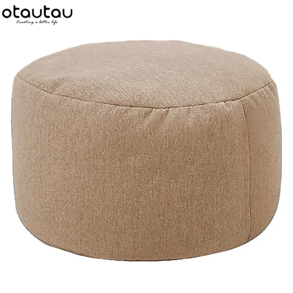 Silla tipo puf de lino con relleno, PUF otomano, taburete redondo de Tatami, futón, muebles de salón relajantes - Imagen 18